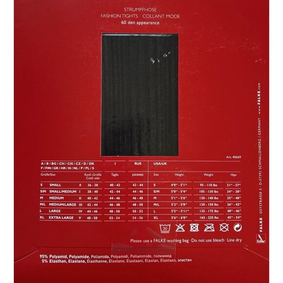 FALKE Marine Fashion Prime Ribbed Tights 60 Den Color: Marine Size: Medium 40669 - Picture 3 of 3